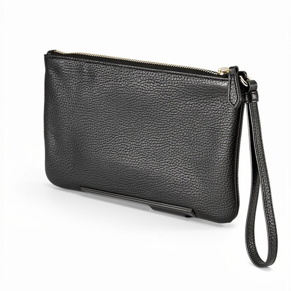 Coach Black Pebble Wristlet With Leather Hang Tag and Gold Hardware - Picture 9 of 12